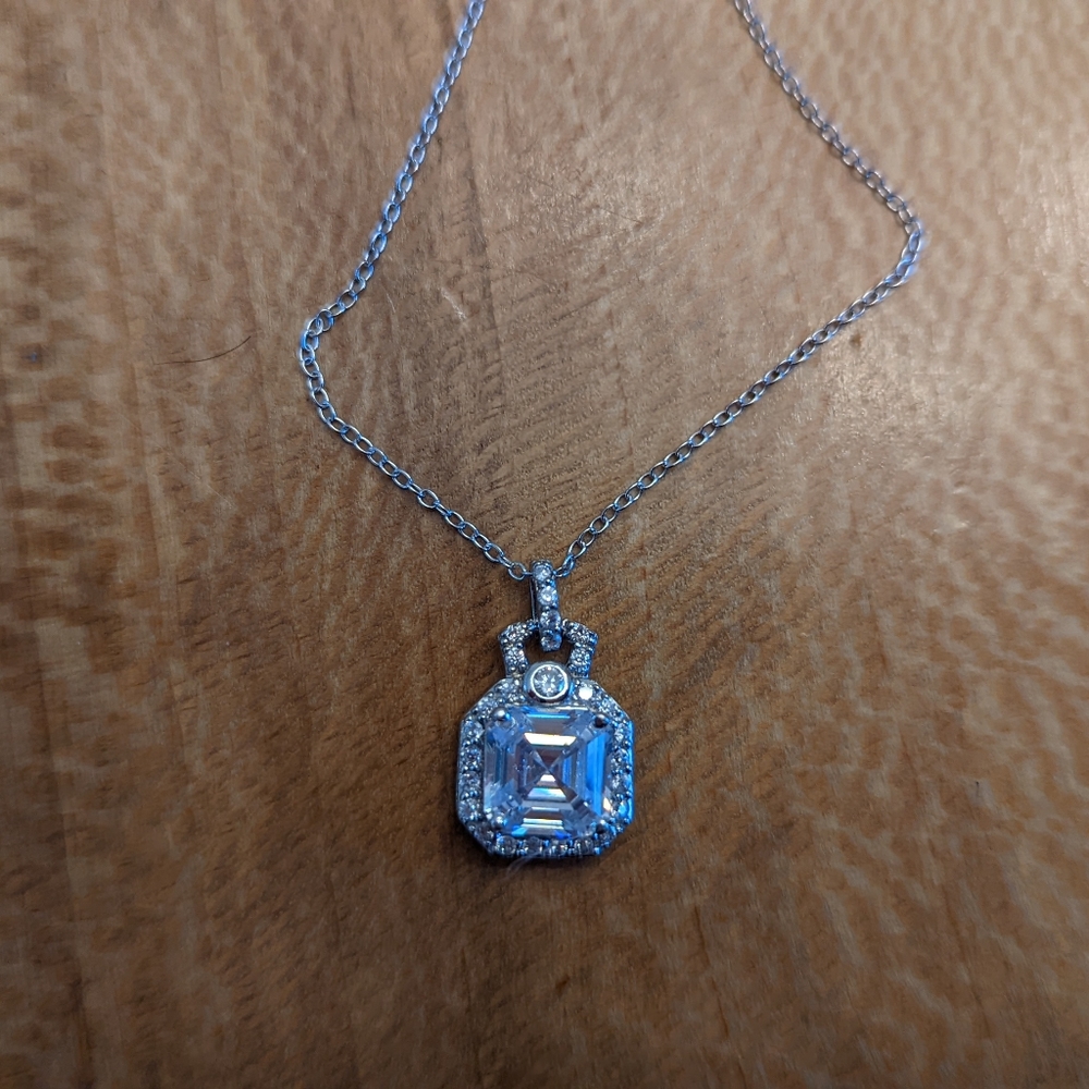 CZ sterling silver pendant with chain